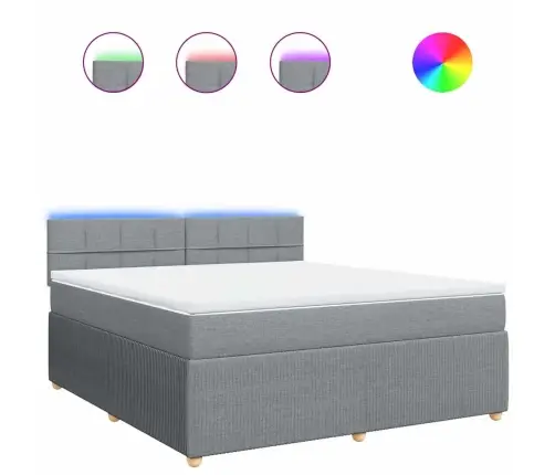 Lova Su Spyruoklėmis Ir Čiužiniu, Pilka, 180X200cm Audinys