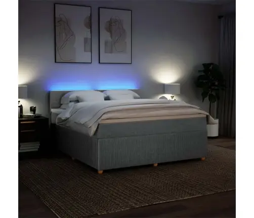 Lova Su Spyruoklėmis Ir Čiužiniu, Pilka, 180X200cm Audinys