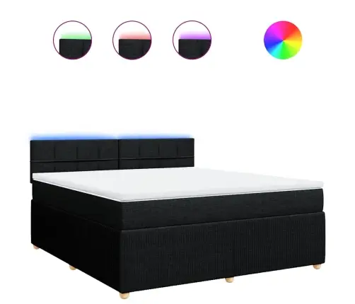 Lova Su Spyruoklėmis Ir Čiužiniu, Juoda, 180X200 cm Audinys