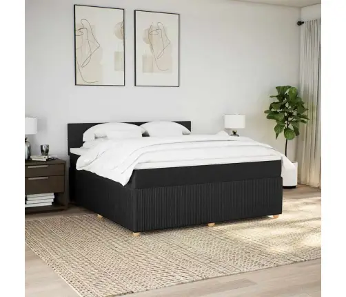 Lova Su Spyruoklėmis Ir Čiužiniu, Juoda, 180X200 cm Audinys