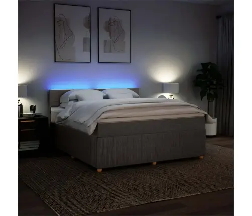 Atsperu Gulta Ar Matraci, Pelēkbrūns, 180X200 Cm, Audums Vidaxl