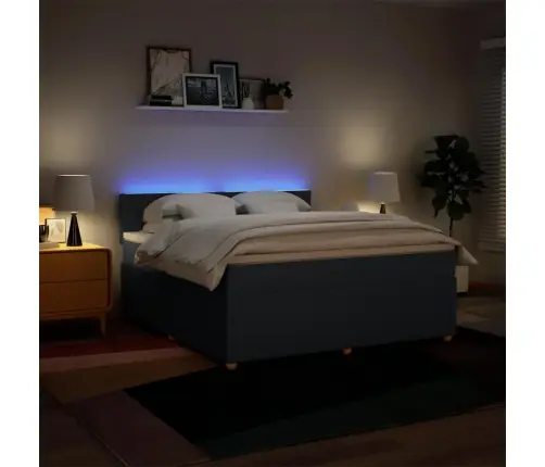 Atsperu Gulta Ar Matraci, Zils, 180X200 Cm, Audums Vidaxl