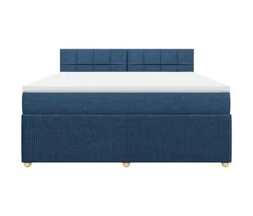 Atsperu Gulta Ar Matraci, Zils, 180X200 Cm, Audums Vidaxl