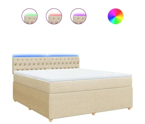 Atsperu Gulta Ar Matraci, Krēmkrāsas, 180X200 Cm, Audums Vidaxl