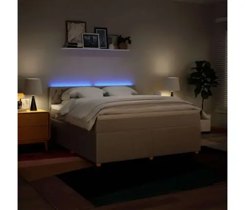 Atsperu Gulta Ar Matraci, Krēmkrāsas, 180X200 Cm, Audums Vidaxl