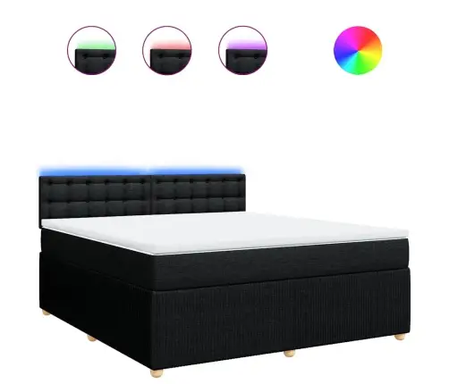 Lova Su Spyruoklėmis Ir Čiužiniu, Juoda, 180X200 cm Audinys