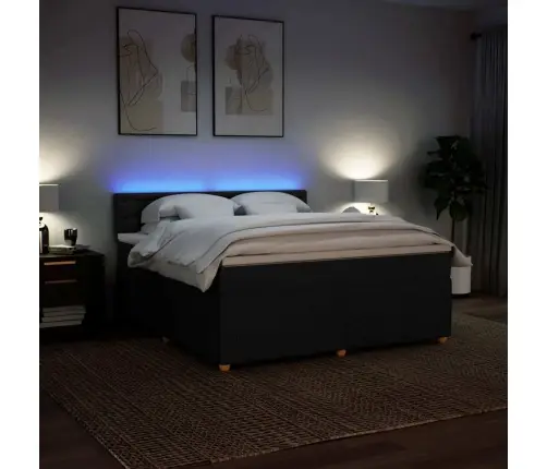 Lova Su Spyruoklėmis Ir Čiužiniu, Juoda, 180X200 cm Audinys