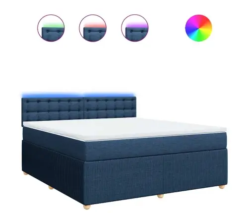 Atsperu Gulta Ar Matraci, Zils, 180X200 Cm, Audums Vidaxl