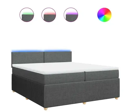 Atsperu Gulta Ar Matraci, Tumši Pelēka Audums, 200X200Cm Vidaxl