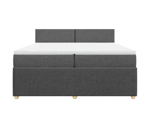 Atsperu Gulta Ar Matraci, Tumši Pelēka Audums, 200X200Cm Vidaxl