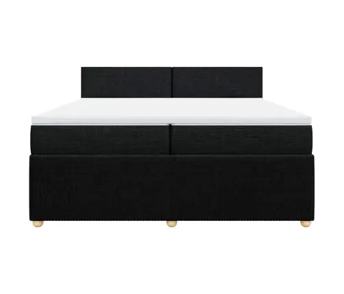 Atsperu Gultas Rāmis Ar Matraci, Melna Audums, 200X200 Cm Vidaxl