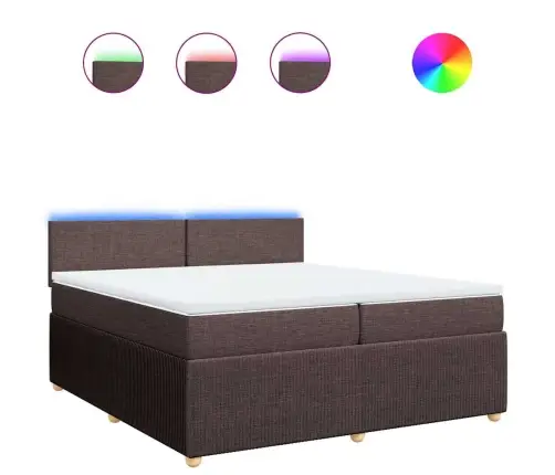 Atsperu Gultas Rāmis Ar Matraci, Tumši Brūna, 200X200Cm, Audums Vidaxl