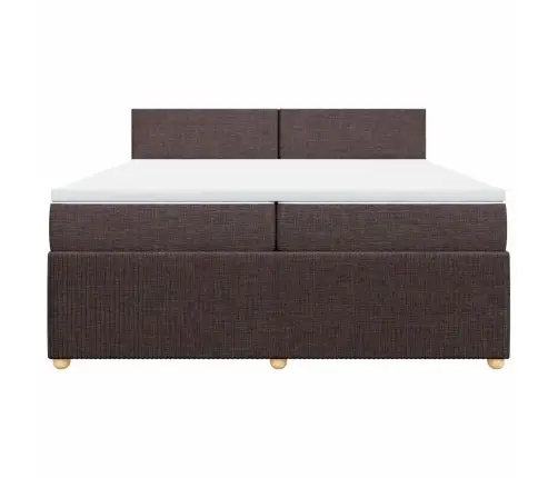 Atsperu Gultas Rāmis Ar Matraci, Tumši Brūna, 200X200Cm, Audums Vidaxl