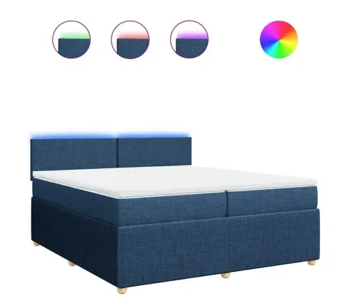 Lova Su Spyruoklėmis Ir Čiužiniu, Mėlyna, 200X200 cm Audinys