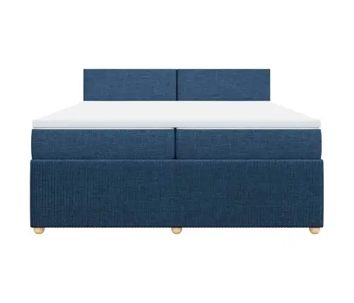 Lova Su Spyruoklėmis Ir Čiužiniu, Mėlyna, 200X200 cm Audinys