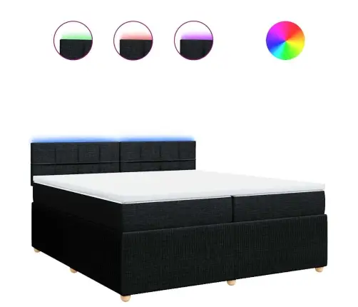 Lova Su Spyruoklėmis Ir Čiužiniu, Juoda, 200X200 cm Audinys