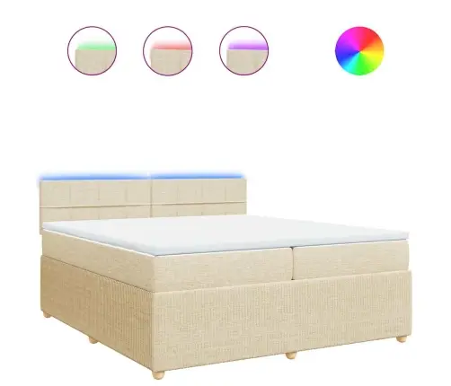 Lova Su Spyruoklėmis Ir Čiužiniu, Kreminė, 200X200 cm Audinys