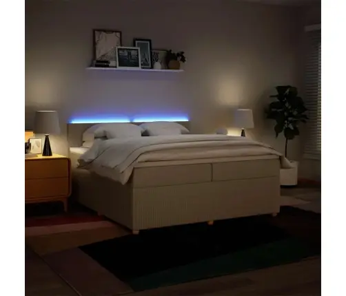 Lova Su Spyruoklėmis Ir Čiužiniu, Kreminė, 200X200 cm Audinys