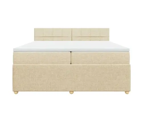 Lova Su Spyruoklėmis Ir Čiužiniu, Kreminė, 200X200 cm Audinys