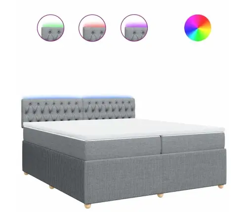 Lova Su Spyruoklėmis Ir Čiužiniu, Pilka, 200X200cm Audinys