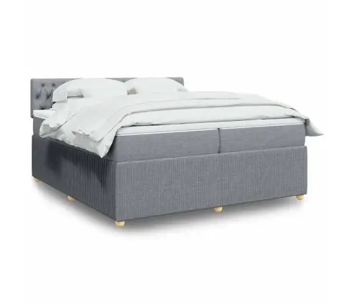 Lova Su Spyruoklėmis Ir Čiužiniu, Pilka, 200X200cm Audinys