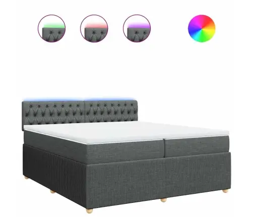 Atsperu Gulta Ar Matraci, Tumši Pelēka Audums, 200X200Cm Vidaxl