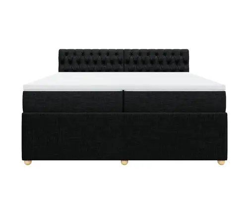 Atsperu Gultas Rāmis Ar Matraci, Melna Audums, 200X200 Cm Vidaxl