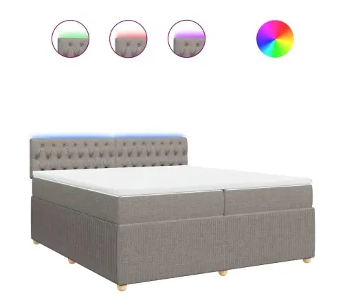 Lova Su Spyruoklėmis Ir Čiužiniu, Taupe, 200X200 cm Audinys