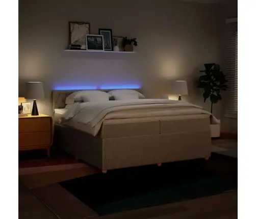 Atsperu Gultas Rāmis Ar Matraci, Krēmkrāsas Audums, 200X200 Cm Vidaxl