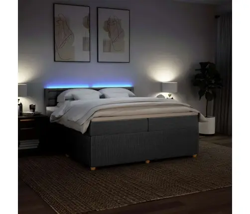 Lova Su Spyruoklėmis Ir Čiužiniu, Pilka, 200X200cm Audinys