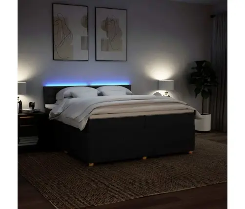 Kontinentaalvoodi Madratsiga, Must, 200X200 cm Kangas