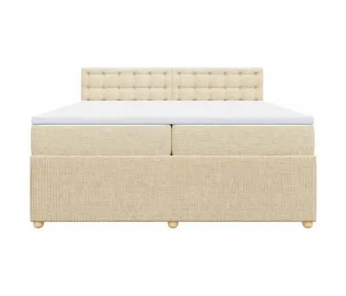 Lova Su Spyruoklėmis Ir Čiužiniu, Kreminė, 200X200 cm Audinys