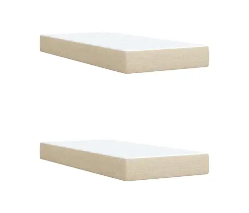 Lova Su Spyruoklėmis Ir Čiužiniu, Kreminė, 200X200 cm Audinys