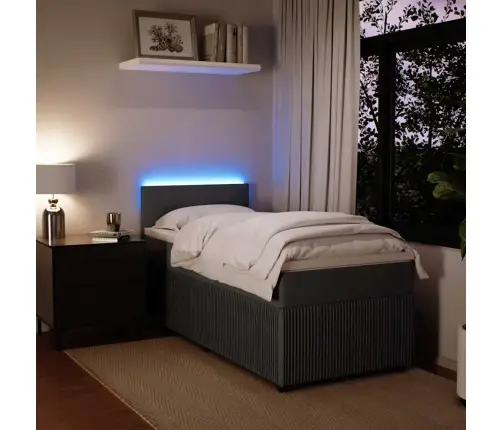 Lova Su Spyruoklėmis Ir Čiužiniu, Pilka, 80X200cm Aksomas