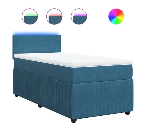 Atsperu Gulta Ar Matraci, Zils Samts, 80X200 Cm Vidaxl