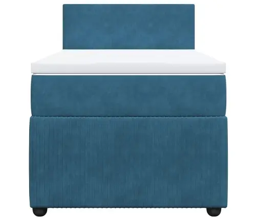 Atsperu Gulta Ar Matraci, Zils Samts, 80X200 Cm Vidaxl