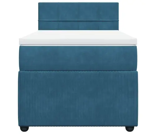 Atsperu Gulta Ar Matraci, Zils Samts, 80X200 Cm Vidaxl