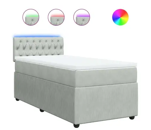 Kontinentaalvoodi Madratsiga, Helehall, 80X200 cm Samet