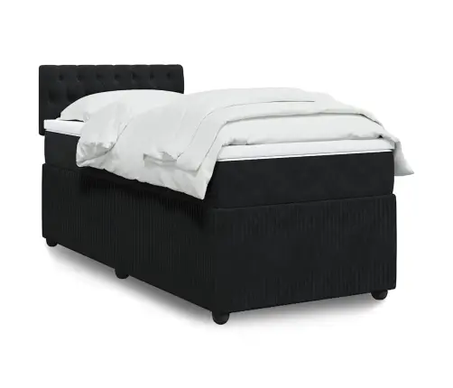 Atsperu Gulta Ar Matraci, Melna Samts, 80X200 Cm Vidaxl