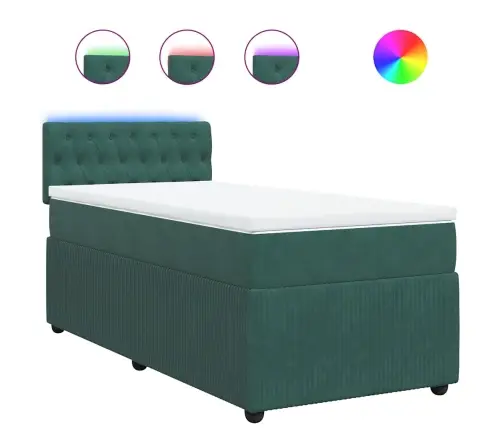 Atsperu Gulta Ar Matraci, Tumši Zaļš Samts, 80X200 Cm Vidaxl