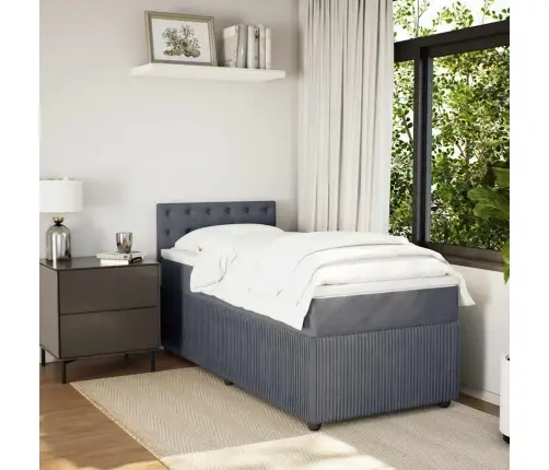 Atsperu Gulta Ar Matraci, Tumši Pelēka Samts, 80X200 Cm Vidaxl