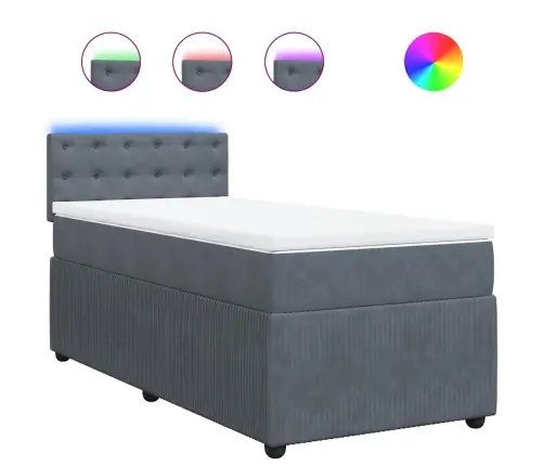 Atsperu Gulta Ar Matraci, Tumši Pelēka Samts, 90X190 Cm Vidaxl