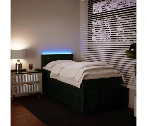 Atsperu Gulta Ar Matraci, Tumši Zaļš Samts, 90X190 Cm Vidaxl