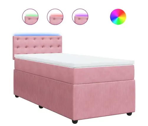 Kontinentaalvoodi Madratsiga, Roosa, 90X190 cm Samet