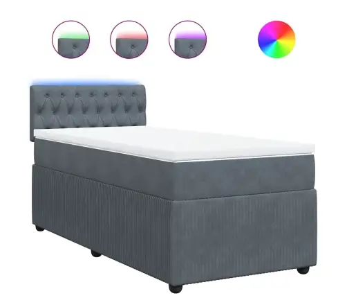 Kontinentaalvoodi Madratsiga, Tumehall, 90X190 cm Samet