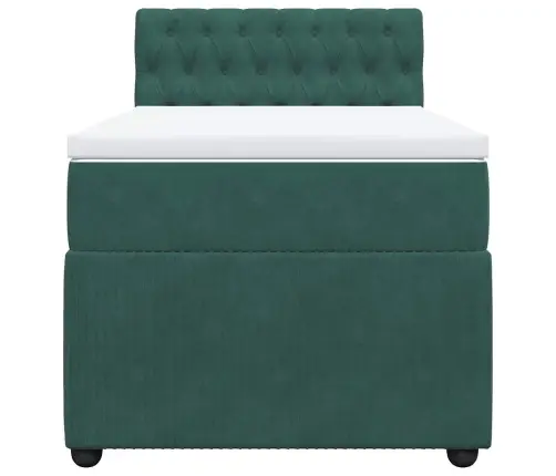 Atsperu Gulta Ar Matraci, Tumši Zaļš Samts, 90X190 Cm Vidaxl