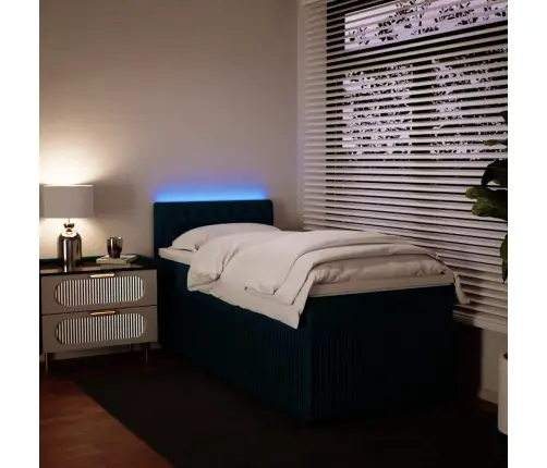 Atsperu Gulta Ar Matraci, Zils Samts, 90X190 Cm Vidaxl