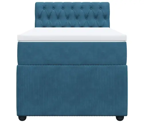 Atsperu Gulta Ar Matraci, Zils Samts, 90X190 Cm Vidaxl