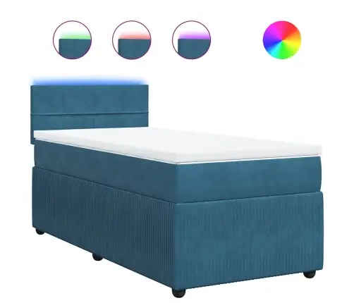 Kontinentaalvoodi Madratsiga, Sinine, 90X190 cm Samet