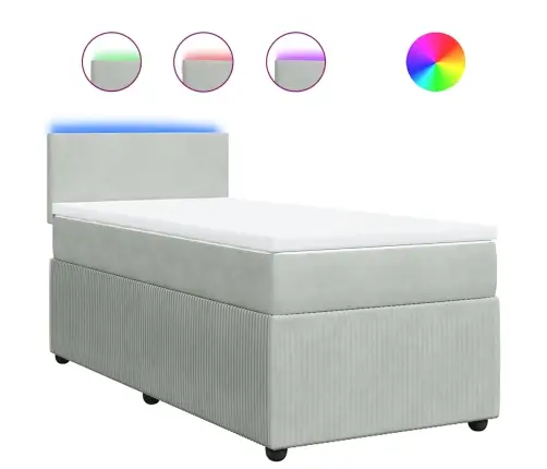 Kontinentaalvoodi Madratsiga, Helehall, 90X200 cm Samet